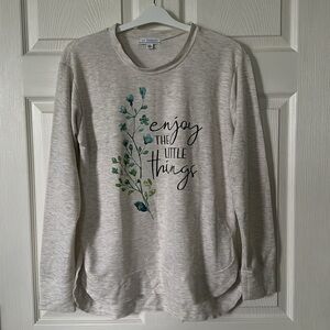 LA Threads Women’s Cream Graphic Long Sleeve Shirt Size L